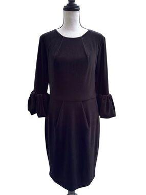 Black Velvet Long Sleeve Dress with Ruffle